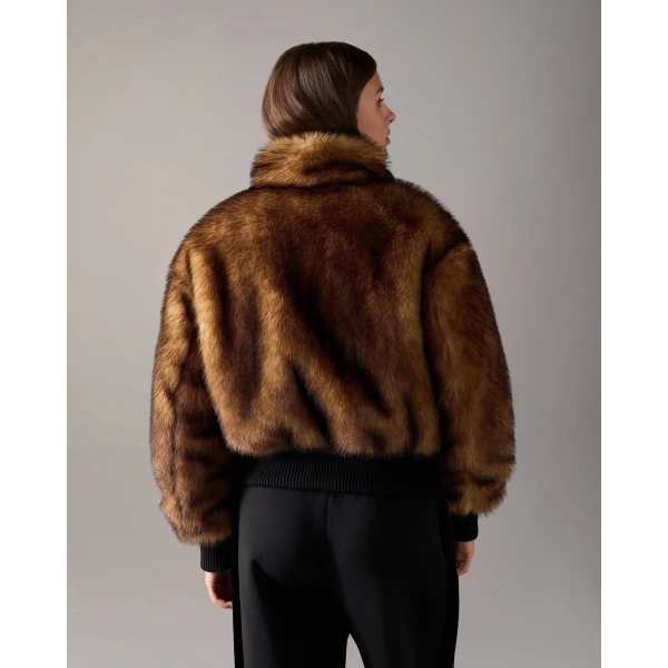 Moose Knuckles Jill Faux Fur Bomber in Gold Cross | Jackets | Coveti