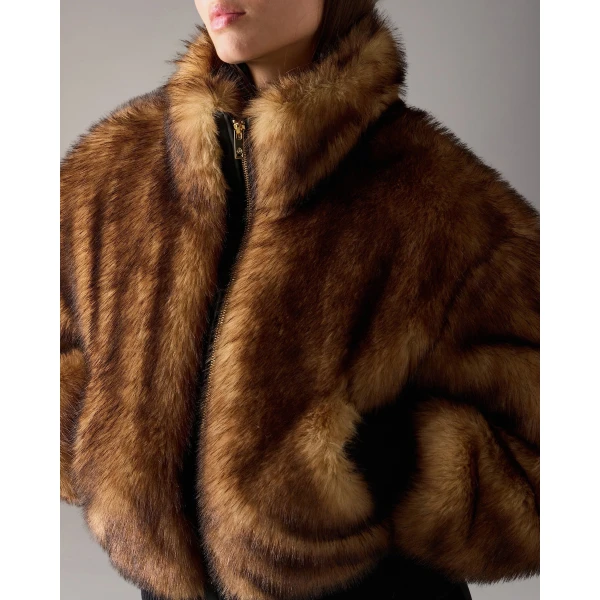 Moose Knuckles Jill Faux Fur Bomber in Gold Cross | Jackets | Coveti