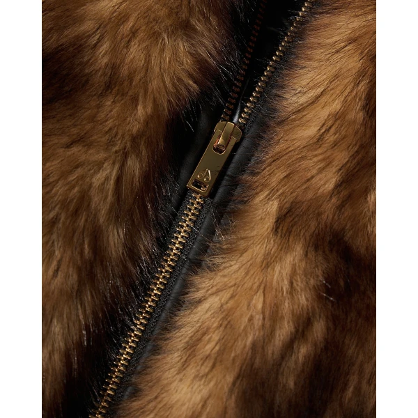 Moose Knuckles Jill Faux Fur Bomber in Gold Cross | Jackets | Coveti