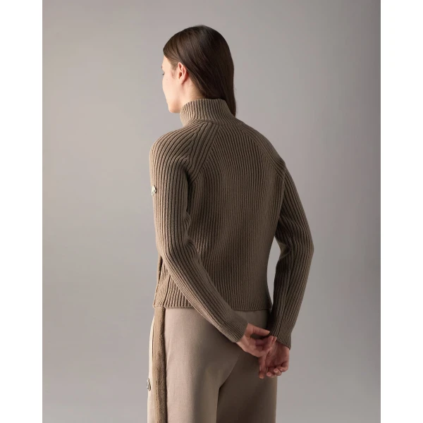 Moose Knuckles Junction Zip-Up Hybrid Sweater in Ashen | Sweaters | Coveti