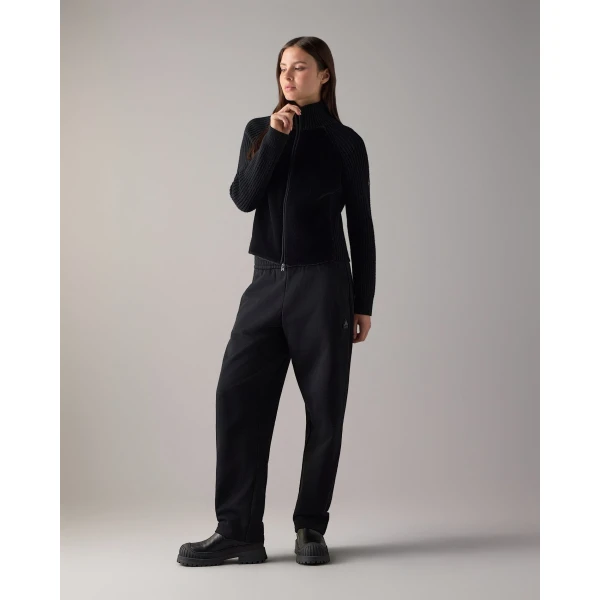 Moose Knuckles Junction Zip-Up Hybrid Sweater in Black | Sweaters | Coveti
