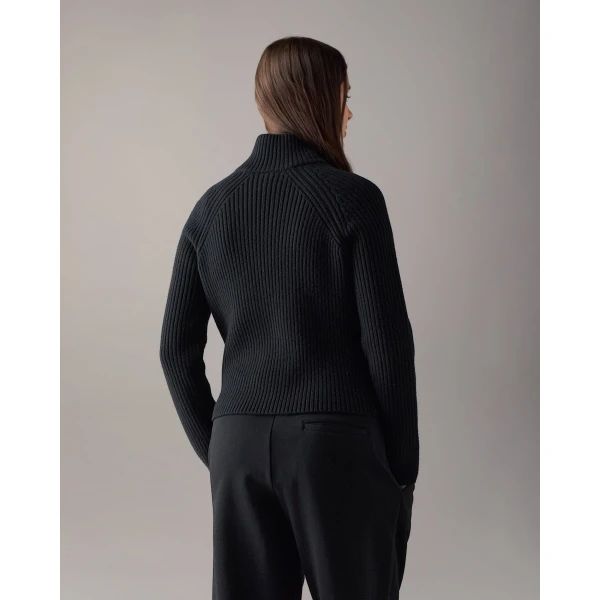 Moose Knuckles Junction Zip-Up Hybrid Sweater in Black | Sweaters | Coveti