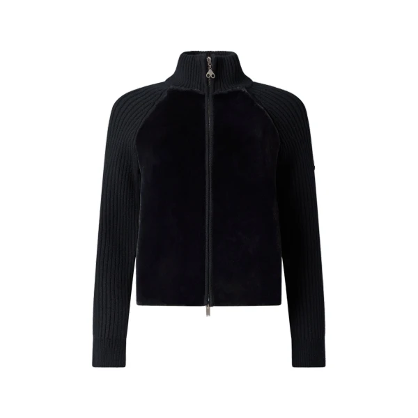 Junction Zip-Up Hybrid Sweater in Black