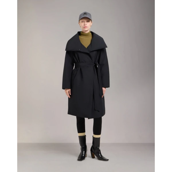 Moose Knuckles Londsdale Long Wrap Jacket in Black | Coats | Coveti