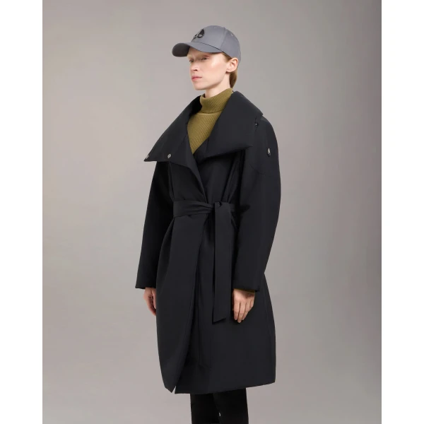 Moose Knuckles Londsdale Long Wrap Jacket in Black | Coats | Coveti