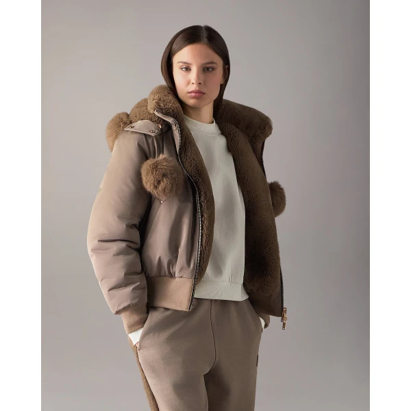 Moose Knuckles Luxe Satin Reversible Bomber in Ashen | Jackets | Coveti