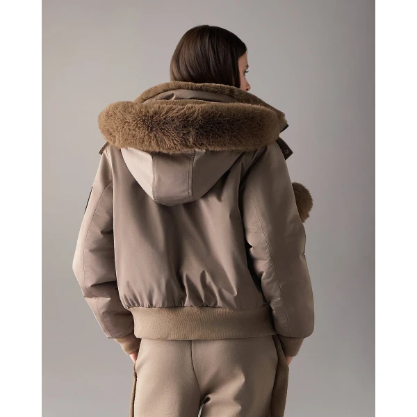 Moose Knuckles Luxe Satin Reversible Bomber in Ashen | Jackets | Coveti