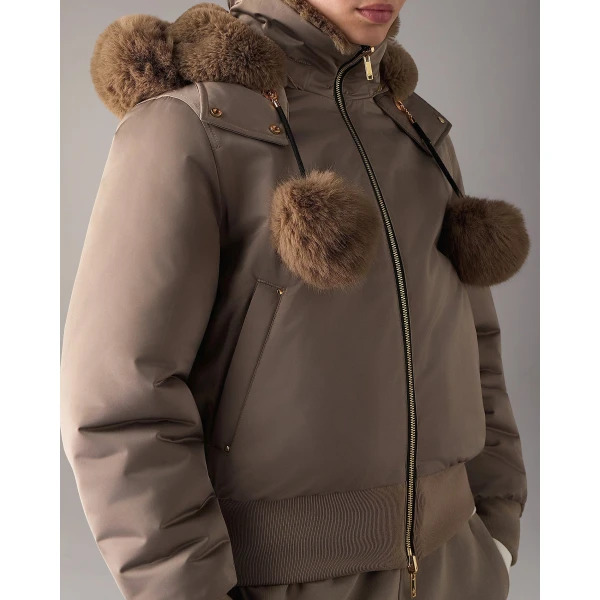 Moose Knuckles Luxe Satin Reversible Bomber in Ashen | Jackets | Coveti