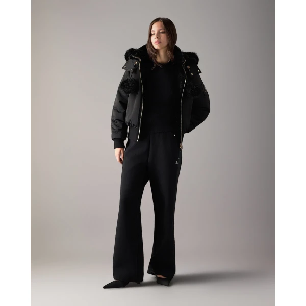 Moose Knuckles Luxe Satin Reversible Bomber in Black | Jackets | Coveti