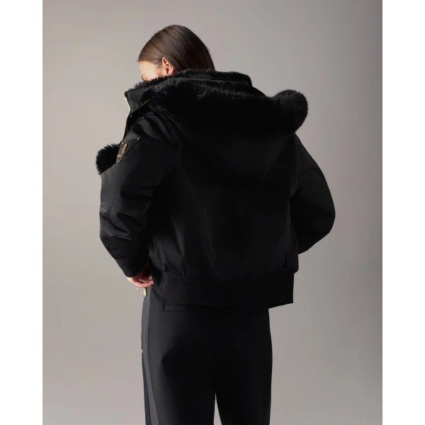 Moose Knuckles Luxe Satin Reversible Bomber in Black | Jackets | Coveti