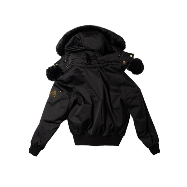 Moose Knuckles Luxe Satin Reversible Bomber in Black | Coveti