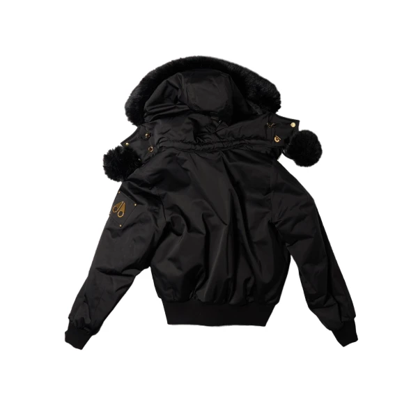 Moose Knuckles Luxe Satin Reversible Bomber in Black | Coveti