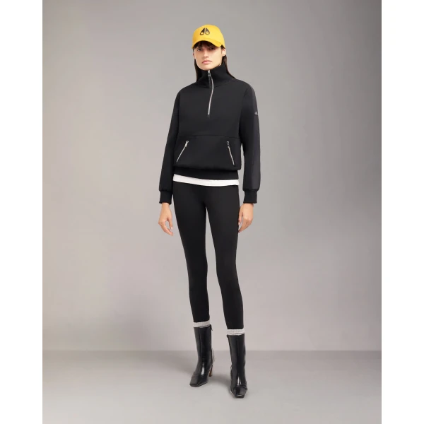 Moose Knuckles Mix Media Quarter Zip Sweater in Black | Sweaters | Coveti