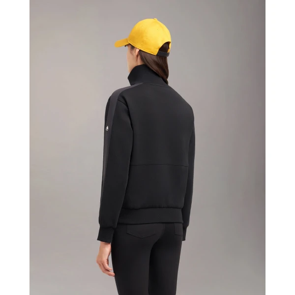 Moose Knuckles Mix Media Quarter Zip Sweater in Black | Sweaters | Coveti