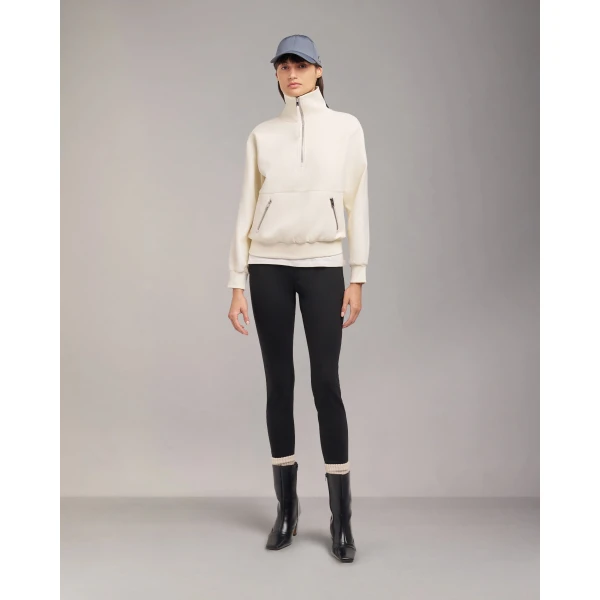 Moose Knuckles Mix Media Quarter Zip Sweater in Plaster | Sweaters | Coveti