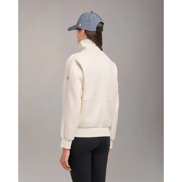 Moose Knuckles Mix Media Quarter Zip Sweater in Plaster | Sweaters | Coveti