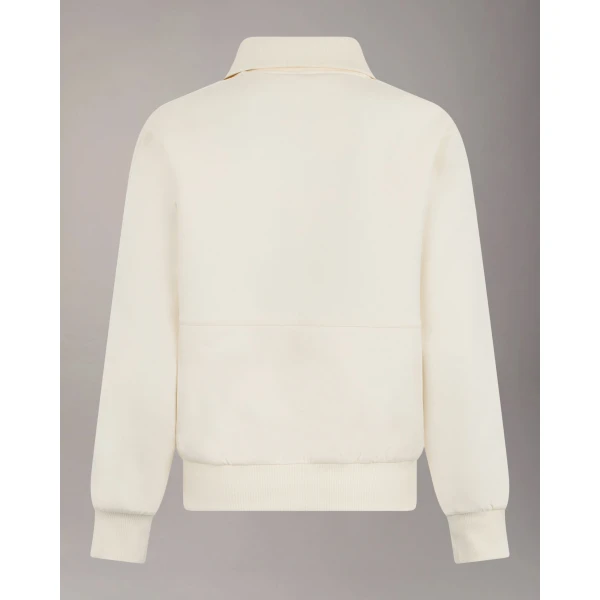 Moose Knuckles Mix Media Quarter Zip Sweater in Plaster | Sweaters | Coveti