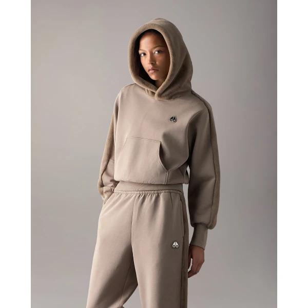 Moose Knuckles Mixed Media Bunny Hoodie in Ashen | Hoodies | Coveti
