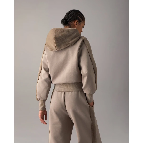 Moose Knuckles Mixed Media Bunny Hoodie in Ashen | Hoodies | Coveti