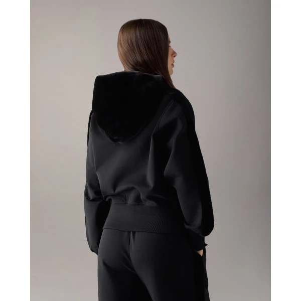 Moose Knuckles Mixed Media Bunny Hoodie in Black | Hoodies | Coveti