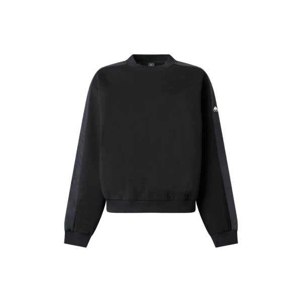 Mixed Media Crewneck Sweatshirt in Black