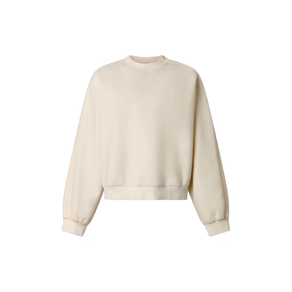 Mixed Media Crewneck Sweatshirt in Plaster