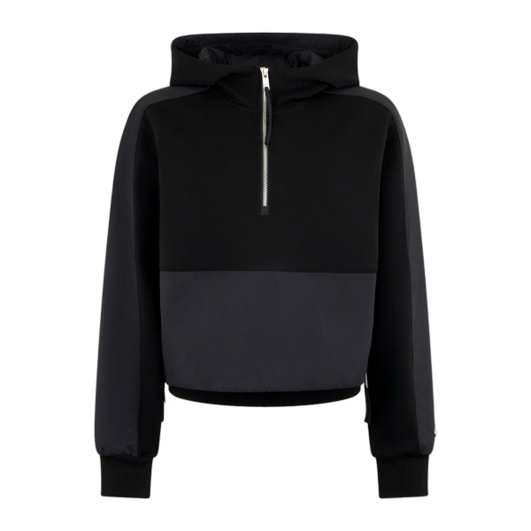 Moose Knuckles Mixed Media Hoodie in Black | Coveti