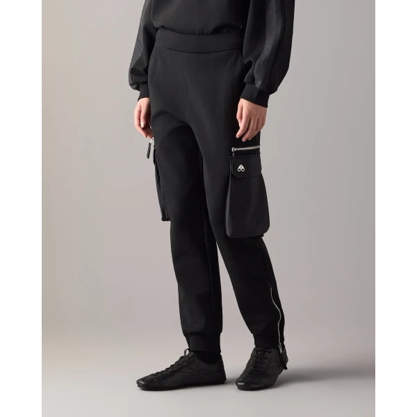 Moose Knuckles Mixed Media Joggers in Black | Sweatpants | Coveti