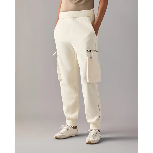 Moose Knuckles Mixed Media Joggers in Plaster | Sweatpants | Coveti