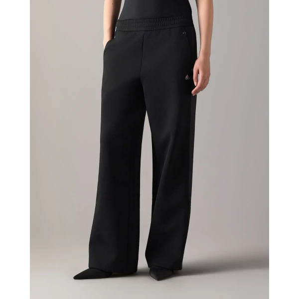 Moose Knuckles Mixed Media Wide-Leg Pants in Black | Pants | Coveti