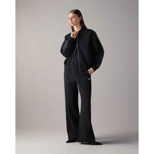 Moose Knuckles Mixed Media Wide-Leg Pants in Black | Pants | Coveti