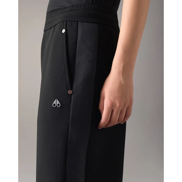 Moose Knuckles Mixed Media Wide-Leg Pants in Black | Pants | Coveti