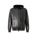 Moose Knuckles Neo Bunny Leather Jacket in Black | Coveti