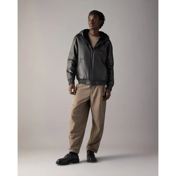 Moose Knuckles Neo Bunny Leather Jacket in Black | Men Jackets | Coveti