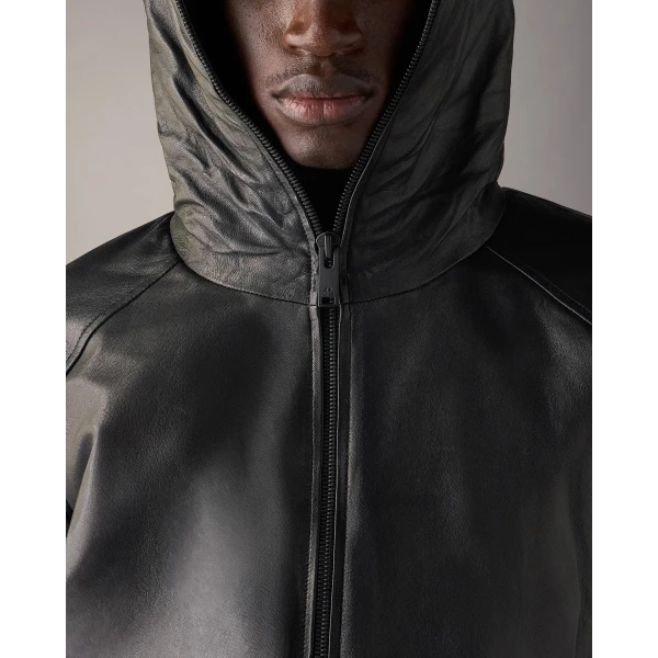 Moose Knuckles Neo Bunny Leather Jacket in Black | Men Jackets | Coveti