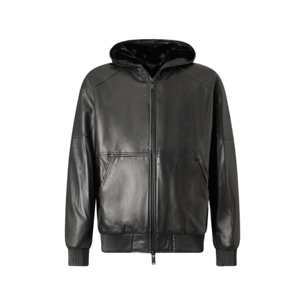 Moose Knuckles Neo Bunny Leather Jacket in Black | Coveti