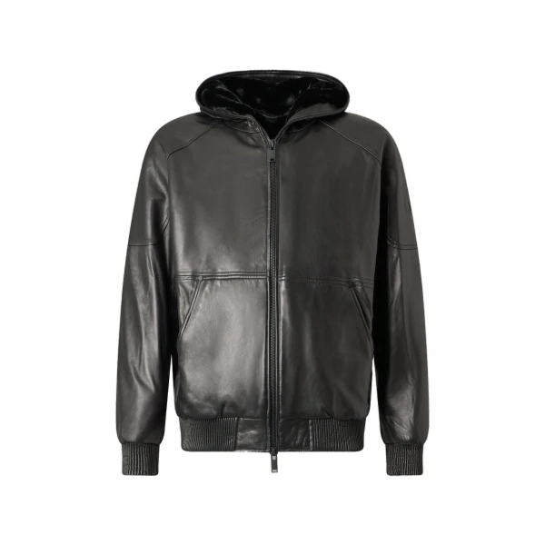 Moose Knuckles Neo Bunny Leather Jacket in Black | Coveti