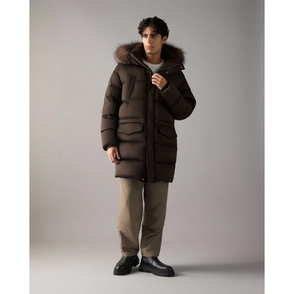 Moose Knuckles Northbound Fox Fur & Down 3Q in Espresso | Men Jackets | Coveti