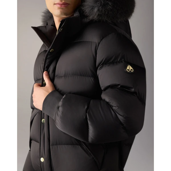 Moose Knuckles Northbound Fox Fur & Down Bomber in Black | Men Jackets | Coveti