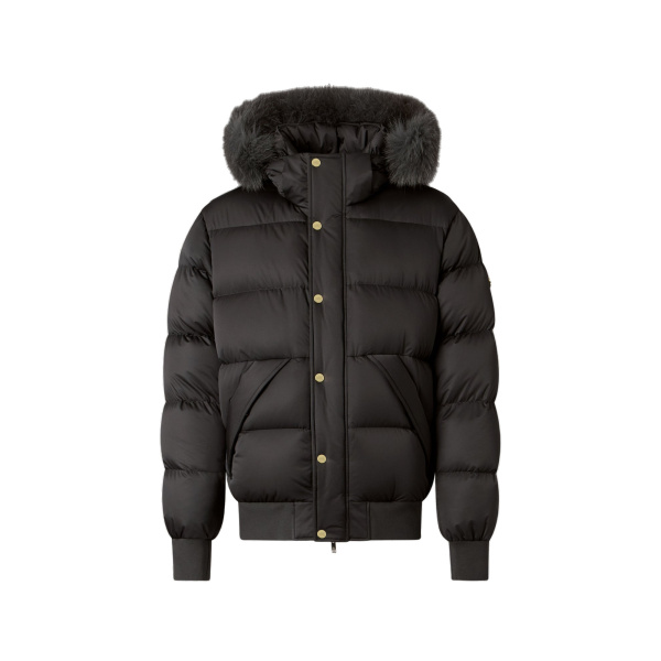 Moose Knuckles Northbound Fox Fur & Down Bomber in Black | Coveti