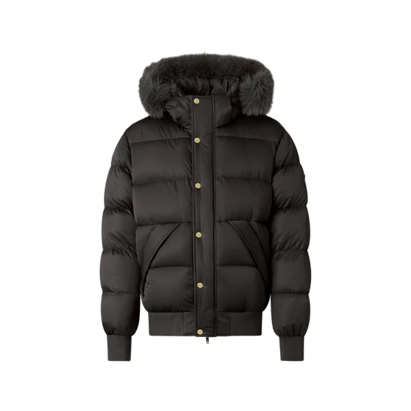 Moose Knuckles Northbound Fox Fur & Down Bomber in Black | Coveti