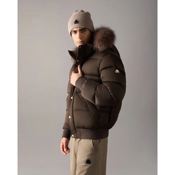 Moose Knuckles Northbound Fox Fur & Down Bomber in Espresso | Men Jackets | Coveti