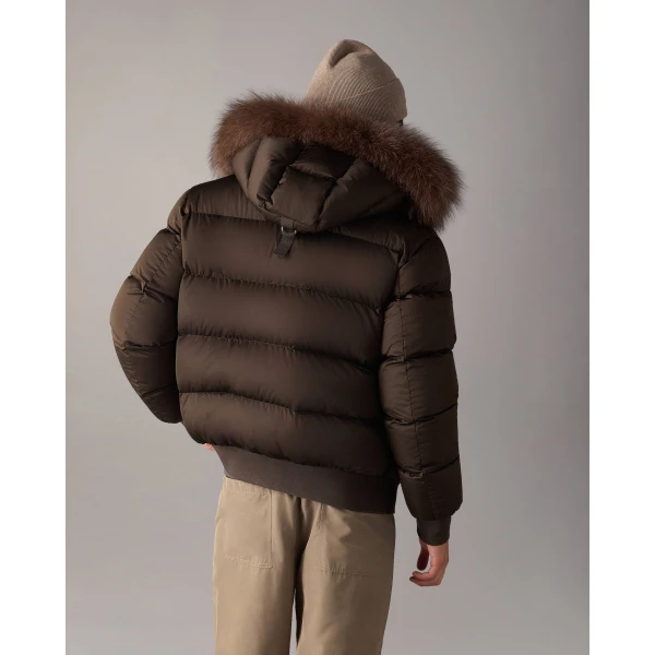 Moose Knuckles Northbound Fox Fur & Down Bomber in Espresso | Men Jackets | Coveti