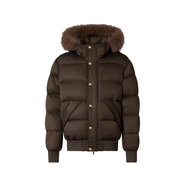 Moose Knuckles Northbound Fox Fur & Down Bomber in Espresso | Coveti