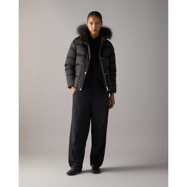 Moose Knuckles Northbound Fox Fur & Down Jacket in Black | Jackets | Coveti