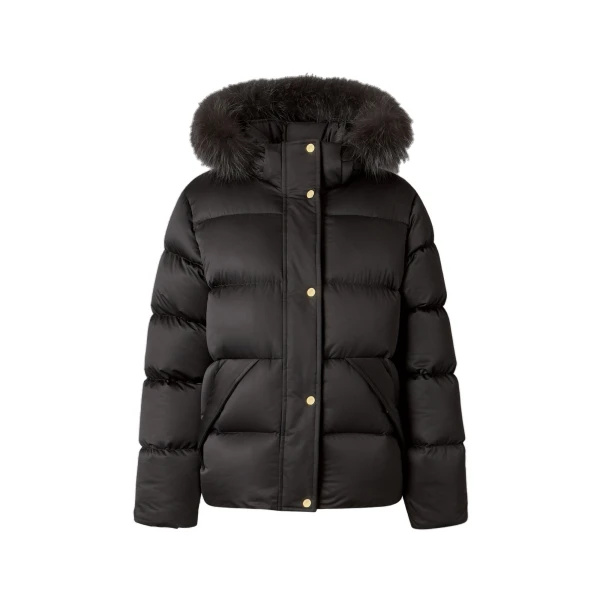 Northbound Fox Fur & Down Jacket in Black