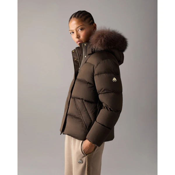 Moose Knuckles Northbound Fox Fur & Down Jacket in Espresso | Jackets | Coveti
