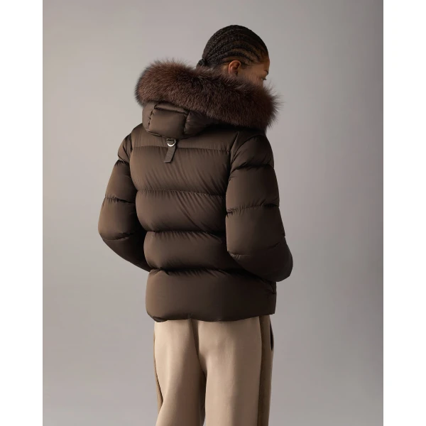 Moose Knuckles Northbound Fox Fur & Down Jacket in Espresso | Jackets | Coveti