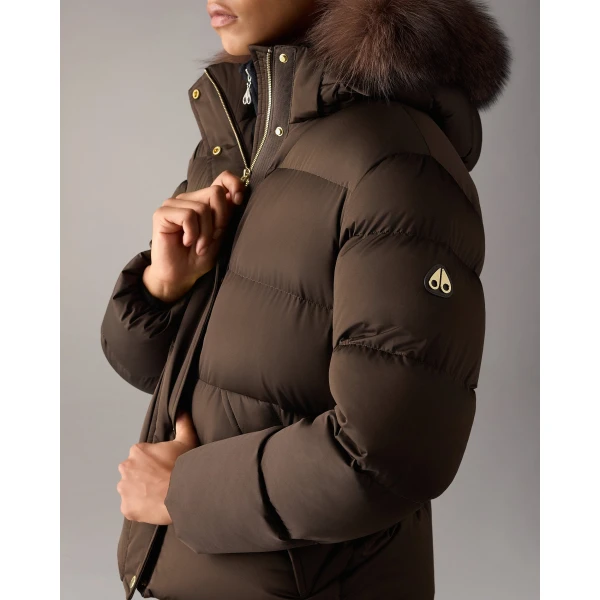Moose Knuckles Northbound Fox Fur & Down Jacket in Espresso | Jackets | Coveti