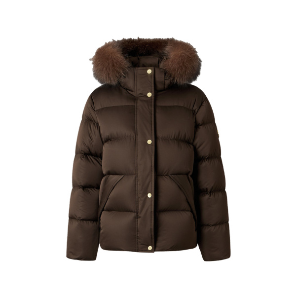Moose Knuckles Northbound Fox Fur & Down Jacket in Espresso | Coveti